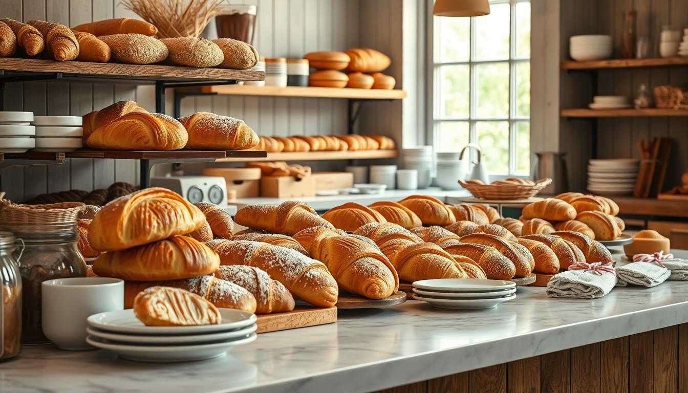 Measured baking ingredients prepared on a counter